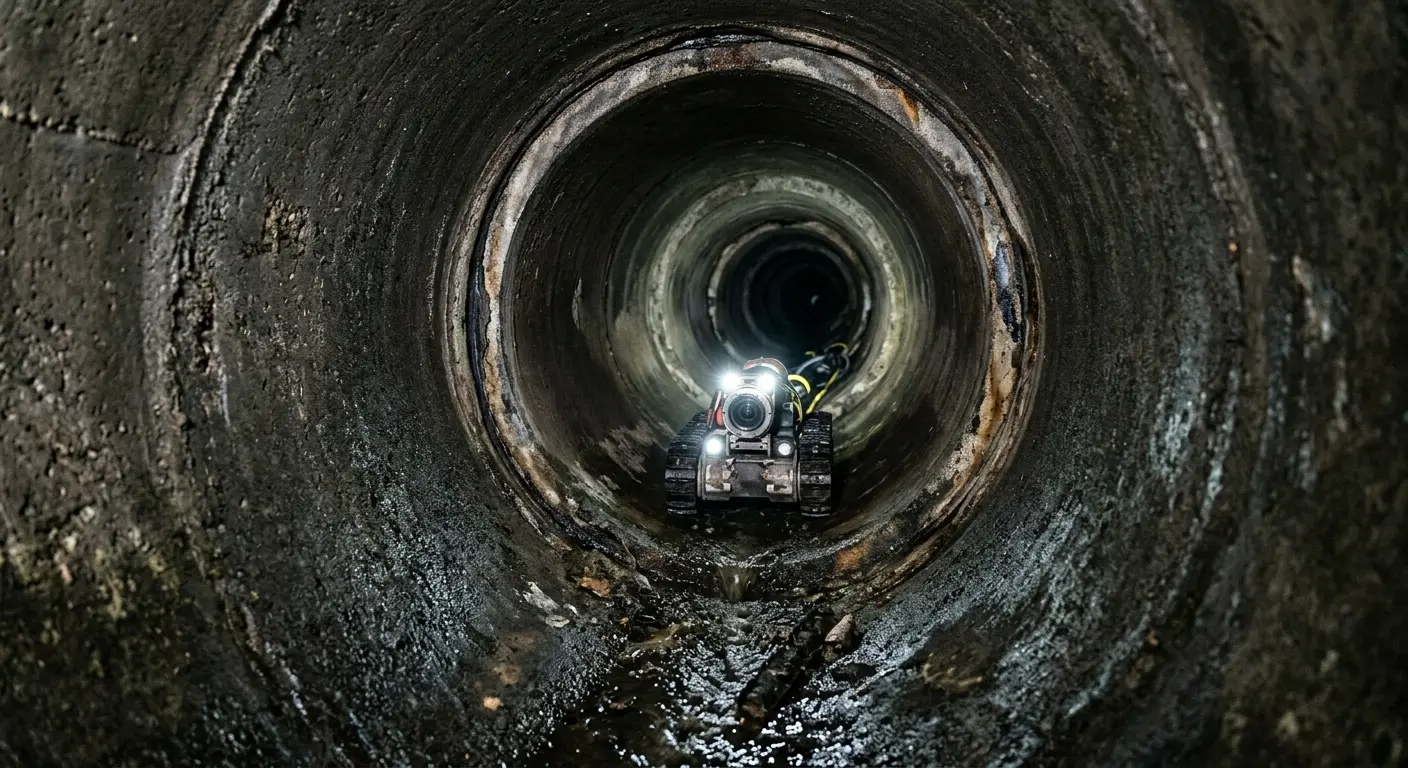 Robotic sewer camera inspecting pipe interior for Sewer Line Cleaning in Monee